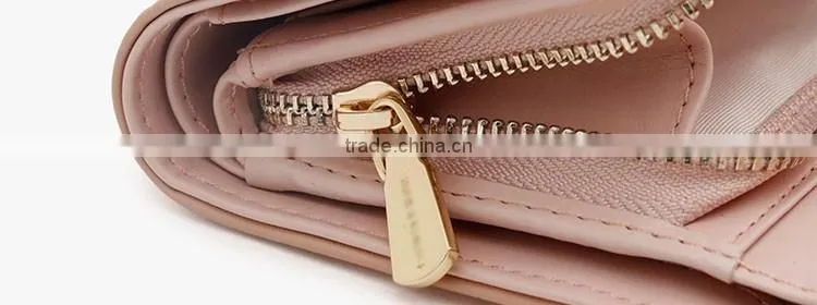 Pretty girls pink color faux leather wallet with heart shape lock