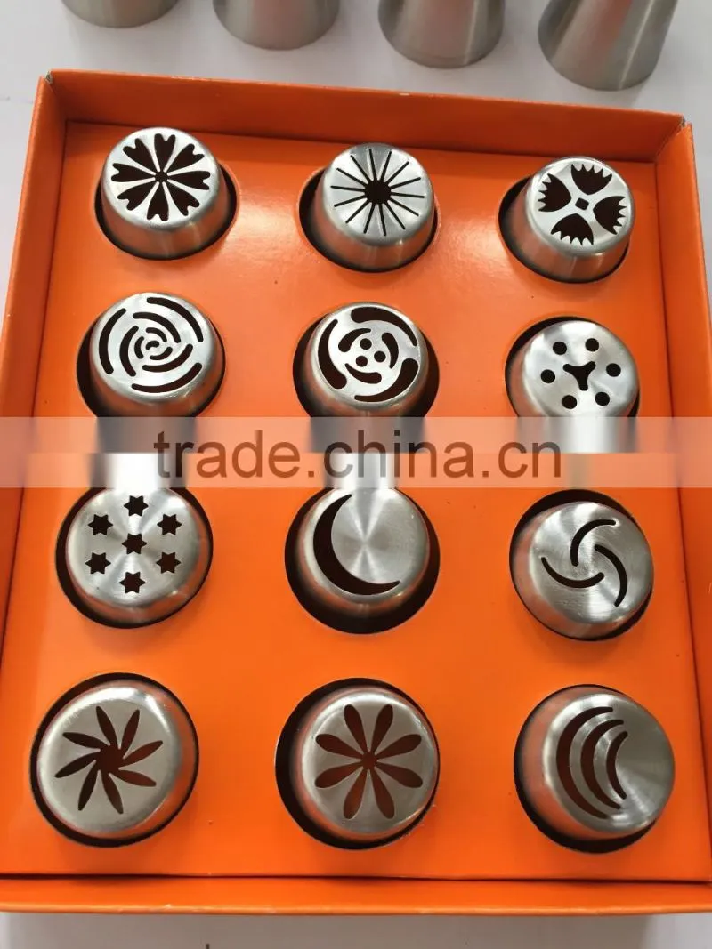 Stainless steel Cake Decorating Tips Tool Nozzles Russia Nozzles Tips 12pcs per set