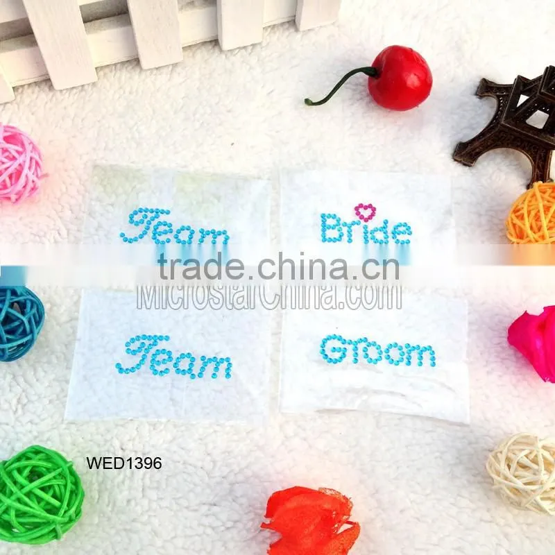 Hotsale Wedding Groom 3d rhinestone crystal letter shoe or cup stickers