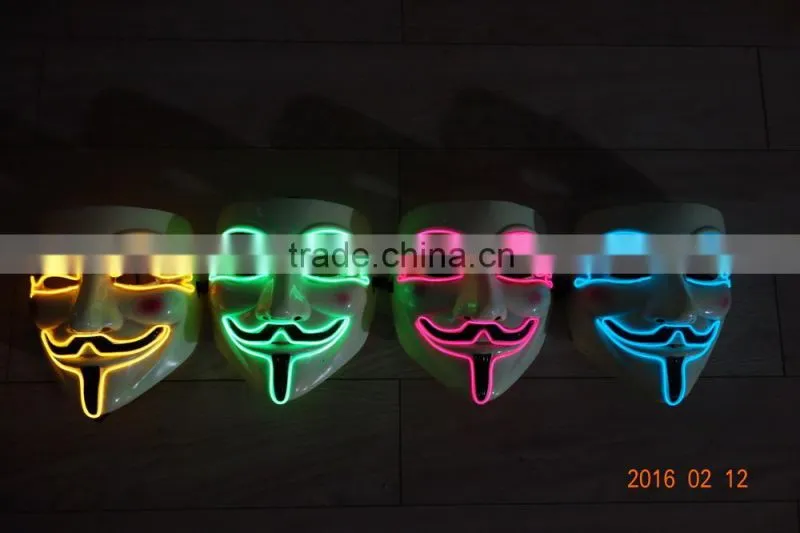 Hot Selling Party EL light Mask / EL WIRE V for Vendetta Mask