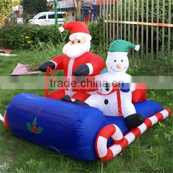 Best selling cheap outdoor inflatable christmas decoration inflatable pocket/car/santa claus and snowman