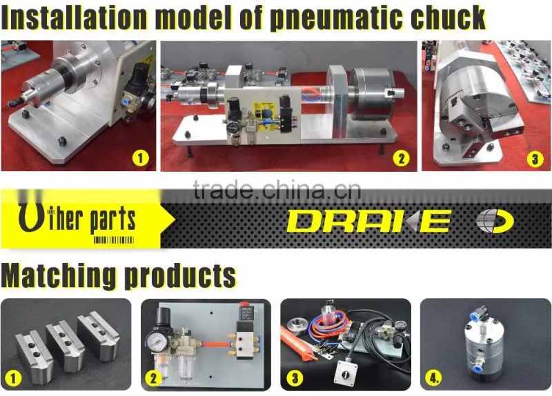 3 jaw pneumatic power lathe chuck for mini woodworking lathes machine