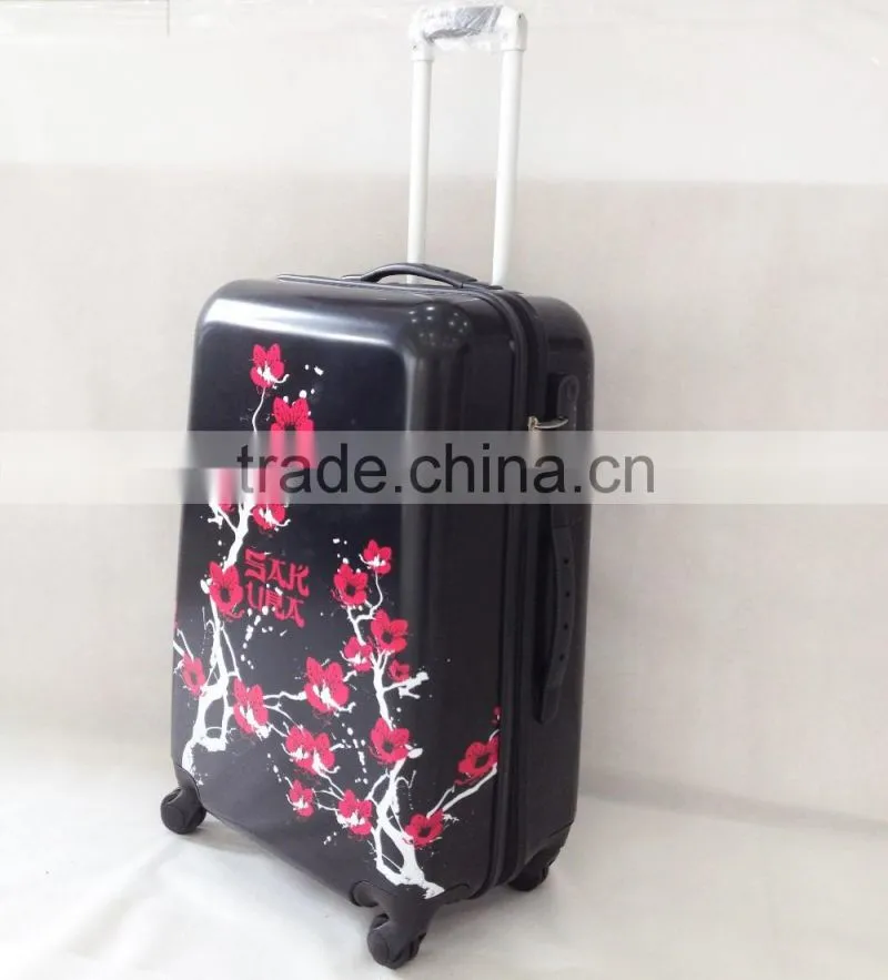 Beautiful sakura printed designing colorful figures ABS+PC trolley luggage case
