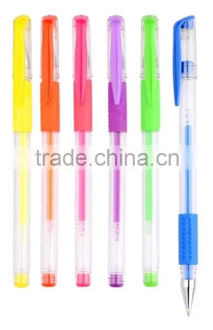 2015 hot sale plastic neon gel ink pen set(G-102)