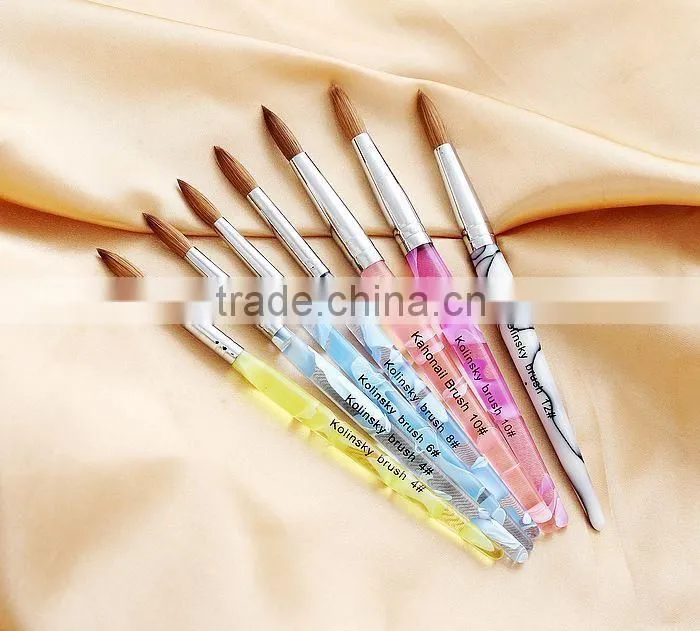 Oval Acrylic Handle Kolinsky Nail Art Brush with Metal nail kolinsky nail art brush