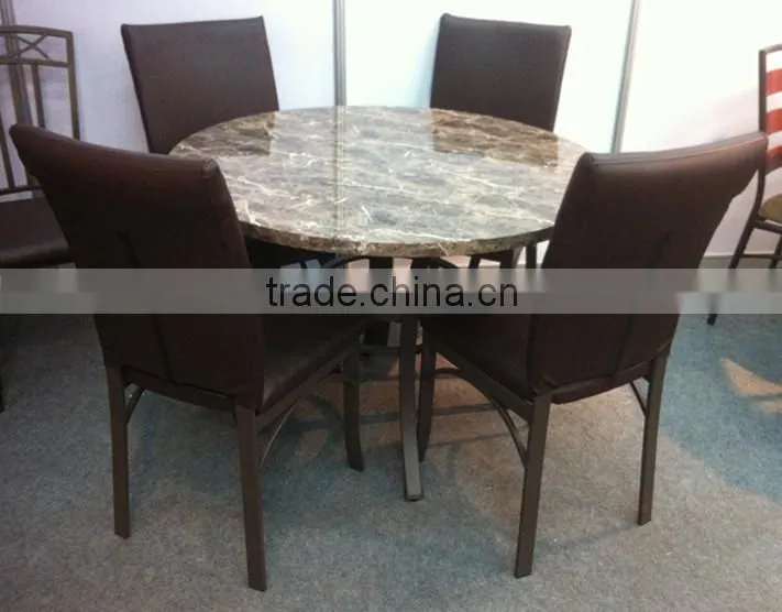 modern metal wood and lether dining table and chairs 1+4 sets