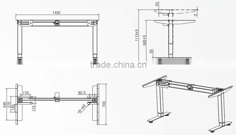 Electric Single motor Height adjustable desk, Electric double leg sit and stand desk