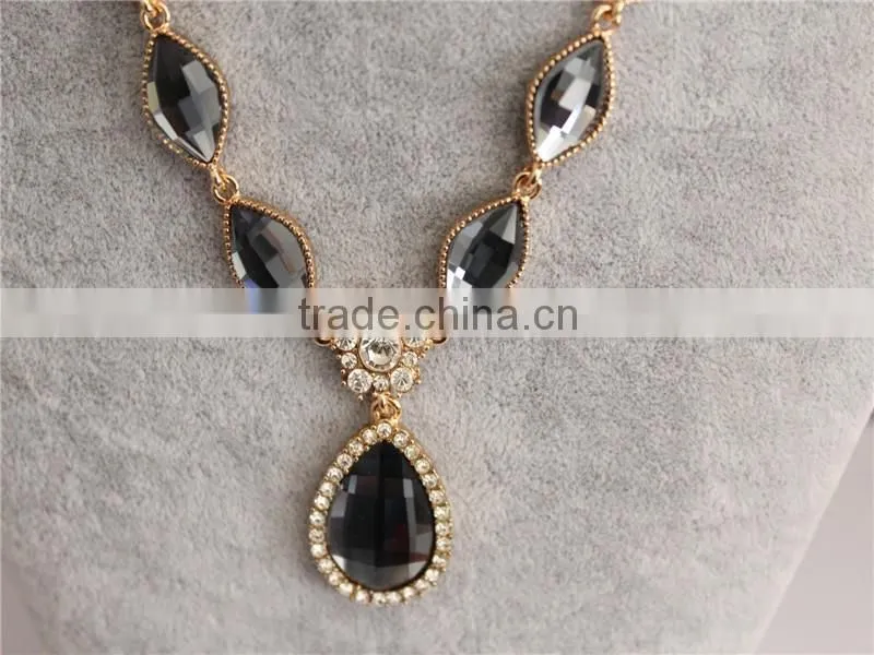 High quality glass pendant necklace 18k gold plated crystal necklace