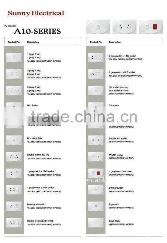 1 gang 1 way Australia Standard Wall Switch
