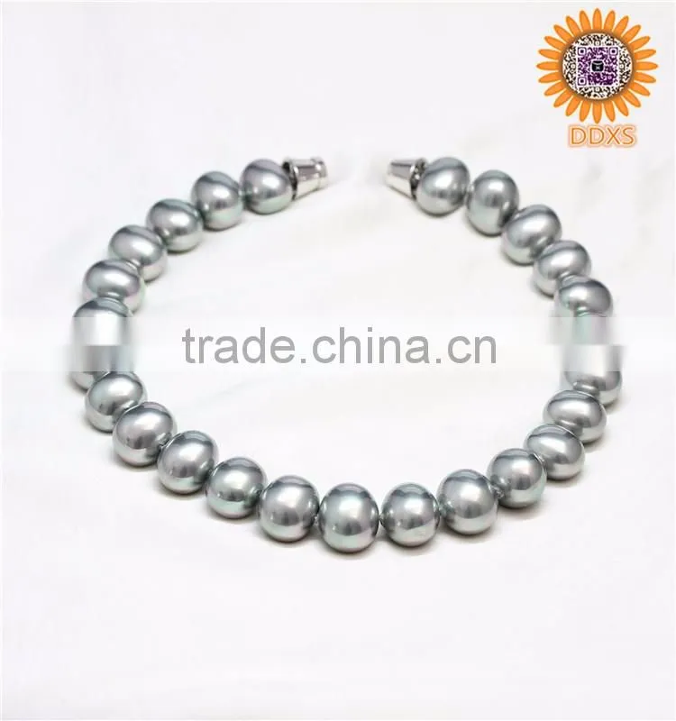 AAAA+ rainbow peacock oval real southsea shell pearl necklace