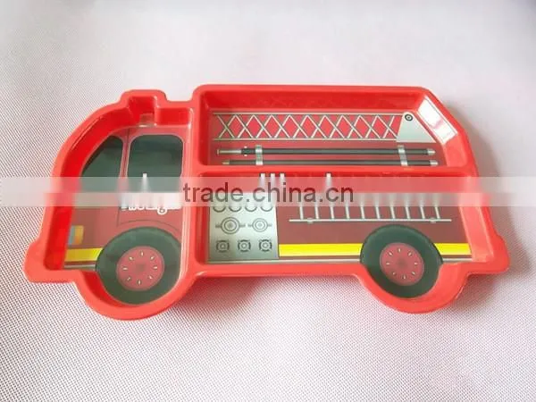 fire engine shaped sectional melamine dinner plate
