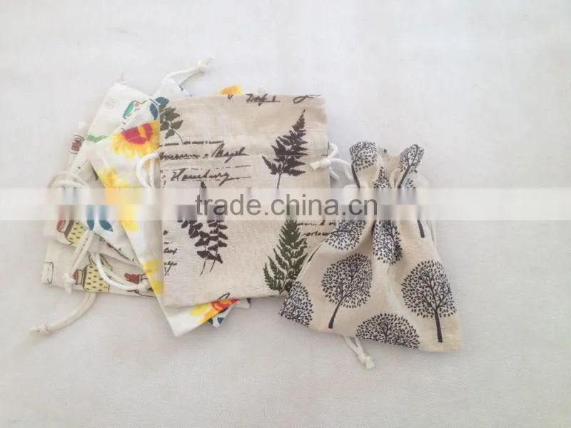 small mini linen drawstring bags with customerized design