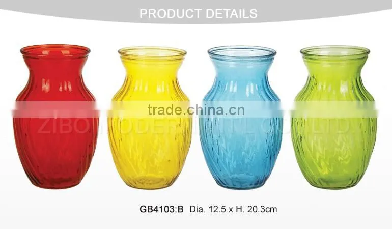 Colored Glass Vases Semi-Color Sprayed Cheap Colored Glass Flower Vase