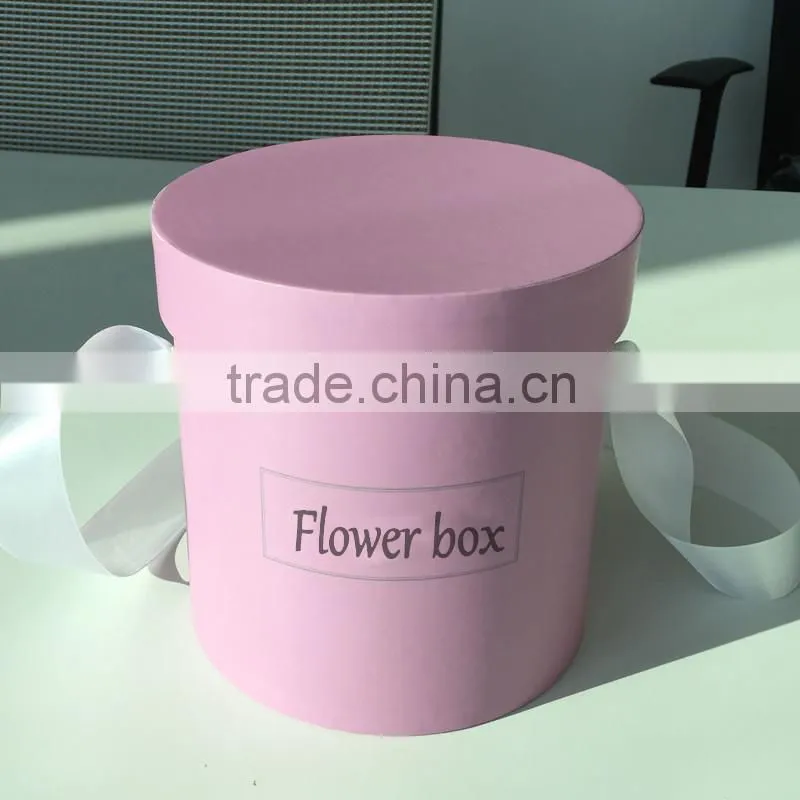 Hot sale Storage Box of waterproof paper round flower box With Lid Ribbon Handle