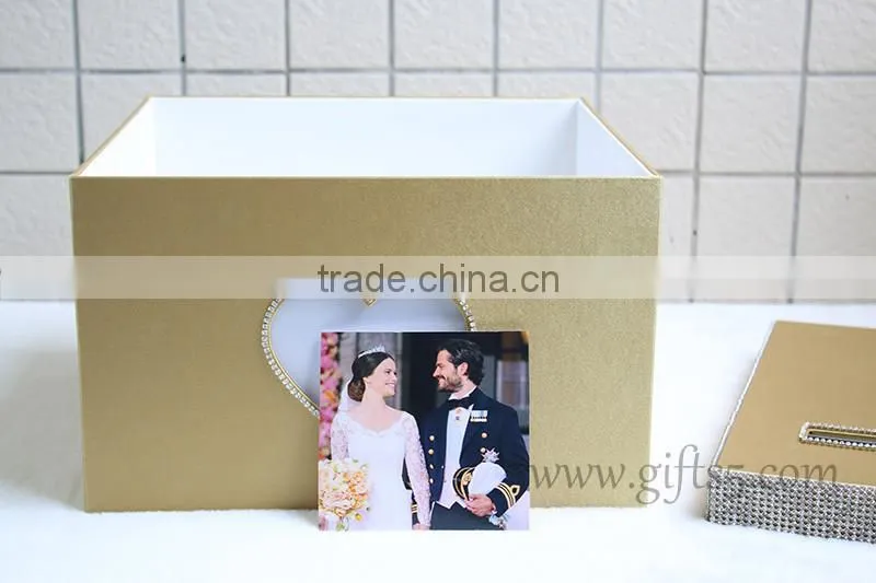 Excellent gold storage boxes / wedding card boxes with photo frame