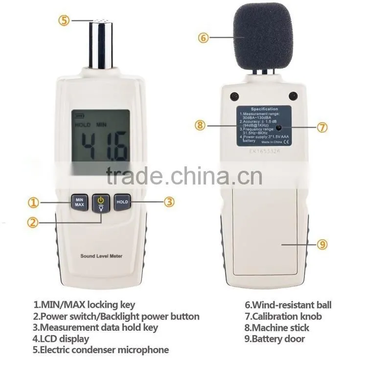 New Arrival Digital sound level meter GM1352 measure range 30dBA~130dBA