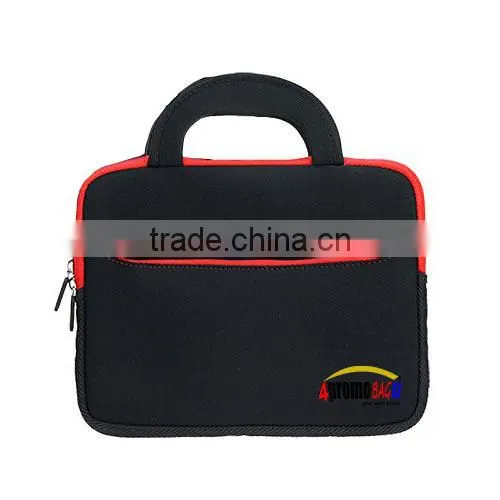 Neoprene zipper laptop tote bag computer sleeve tablet bag in Black color