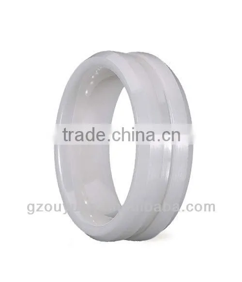 New Faceted White Ceramic Ring, Women's White Ceramic Ring, Ladies' Ceramic Ring