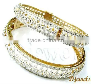 Ladies Diamond Gold Bangles, Stylish Diamond Gold Bangles, Diamond Jewelry