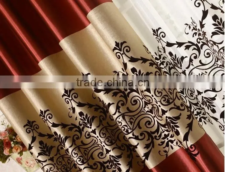 2015 hot sale flocking designed window; made up curatin in hotel or home