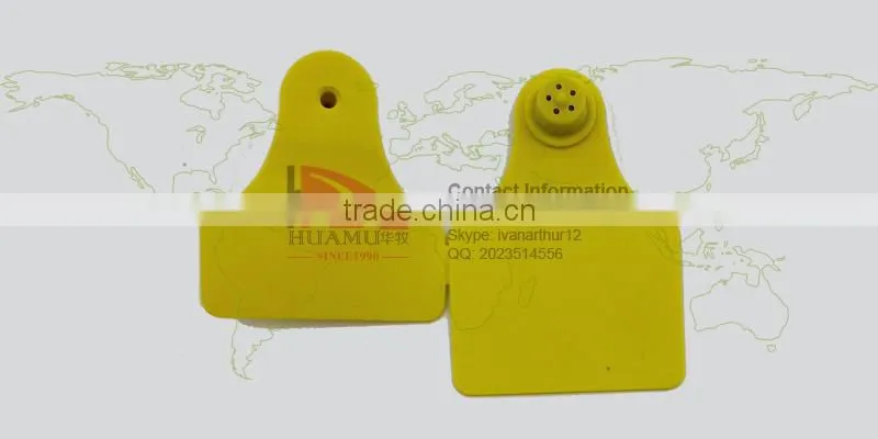 sheep ear tag and goat 57 *45 mm with metal pin yellow ear tag