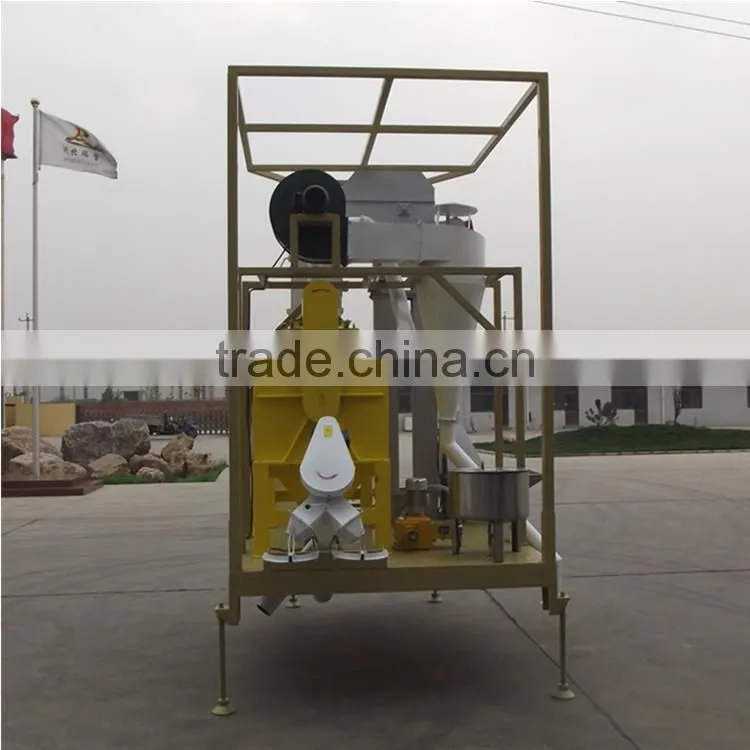 combined seed processing machine with rotary seed cleaner and seed treater