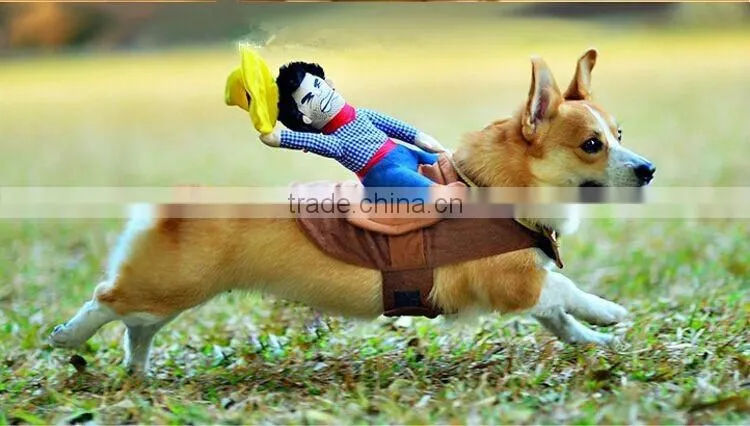 2015 Creative Riding Horse Dog Costume Novelty Pet Clothes Cowboy Dog Clothing