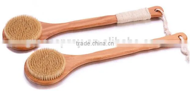 Natural Bristle Bath and Shower Brush with Long Bamboo Handle