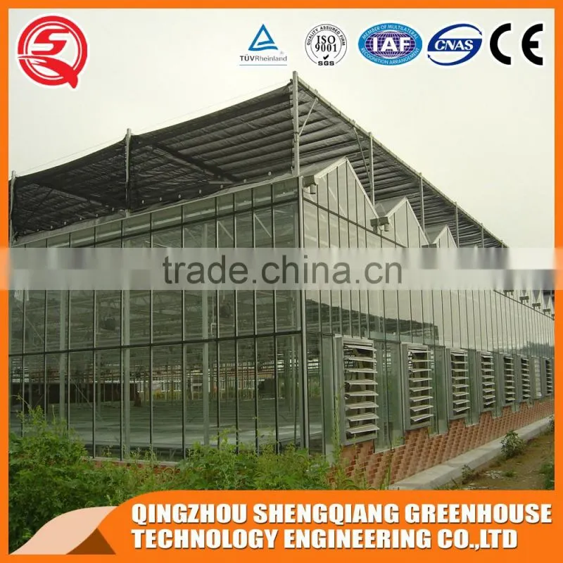 China direct Venlo glass greenhouse with planting grows and teaching
