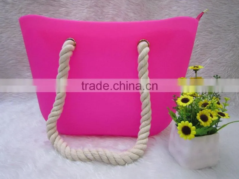 Silicone Tote Beach Bag, With Cotton Rope Handles