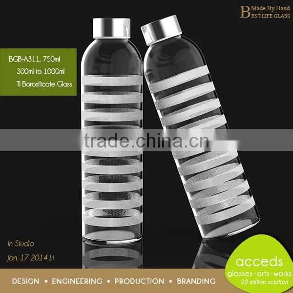 Handmade Pyrex Glass Custom Water Bottle