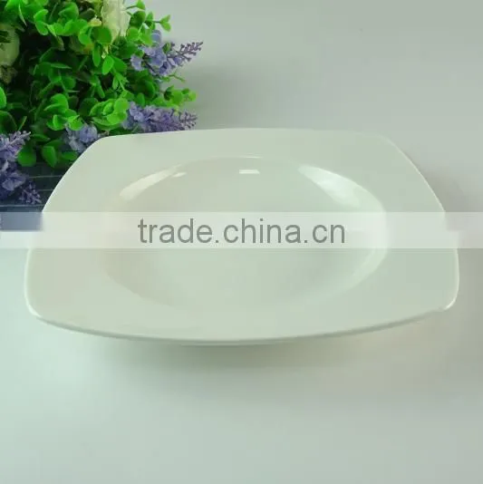 Stock hot selling cheap porcelain square soup plate , cheap ceramics dinner plate