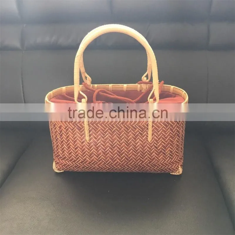 Vietnam bamboo weaving beautiful tote bags with cotton lining