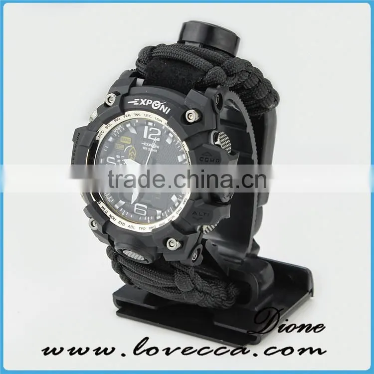 Custom logo Luxury Survival fishing tool kit 550 paracord watch for men