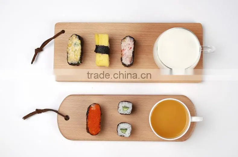 Wholesale price unfinished solid beech sushi serving tray