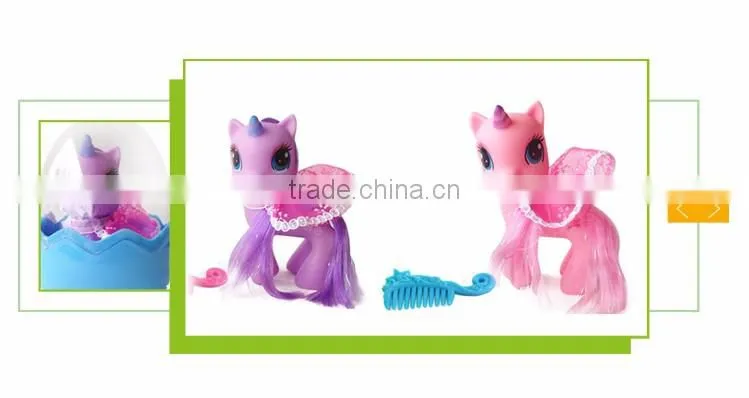 Hot sale cartoon eggs set kids play mini rubber toy horse