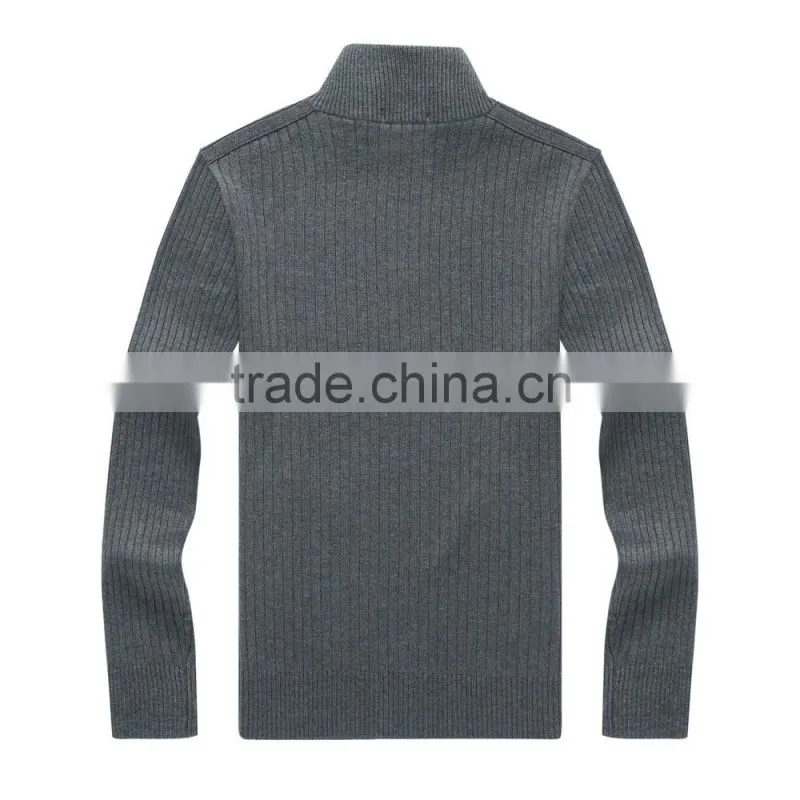 Casual men's winter wool knitted zip cardigan men plain knit cardigan sweater