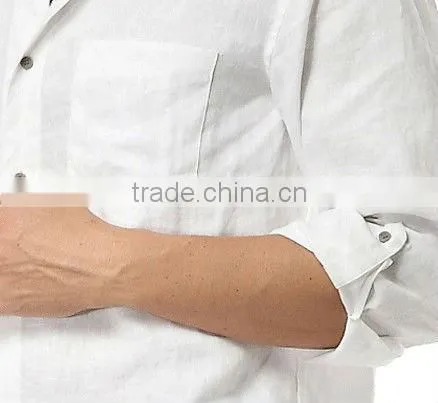 Long sleeve casual linen shirts white men shirt