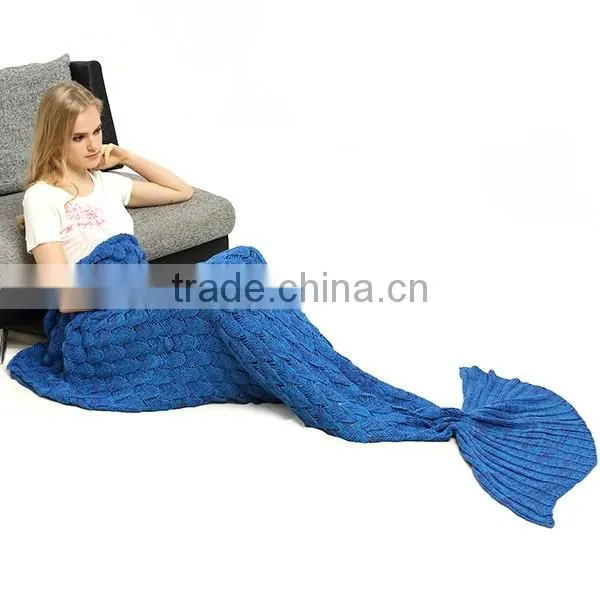 Soft Acrylic Adult Kids Mermaid Tail Blanket With Scale