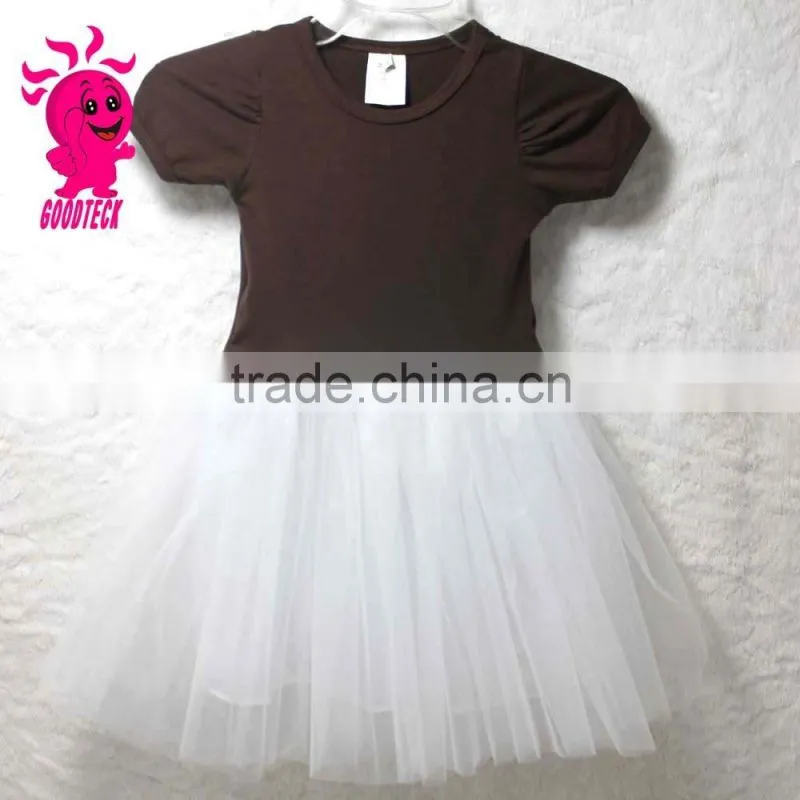 New Baby Girl's Summer Short Sleeve O-Neck Splicing Dress Fashion Tutu Dress Plain Cotton Dresses