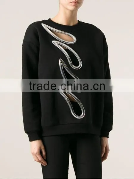 Fashion Black Coutout Detail Custom Hoodie/Sweatshirt