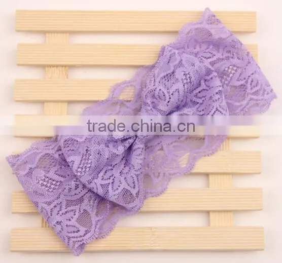 hot sale girl lace bow tie headband, girl wide lace headband