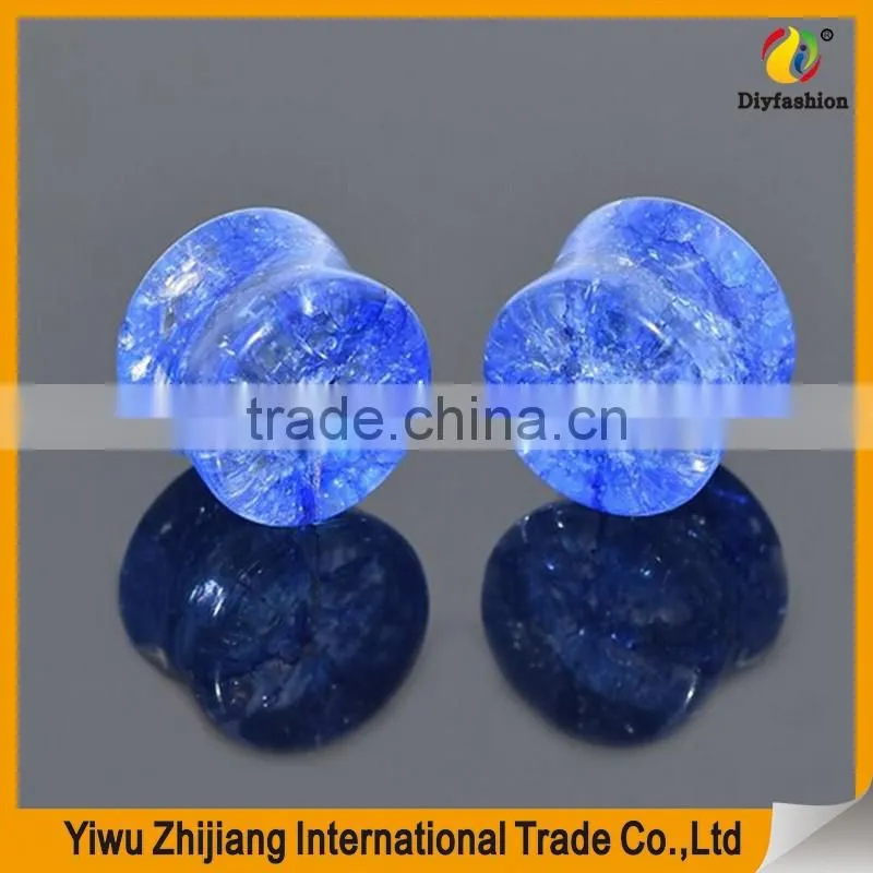 Organic Shattered Quartz Stone Sparkling Glitter Tunnels Gauges Ear Plugs Expander