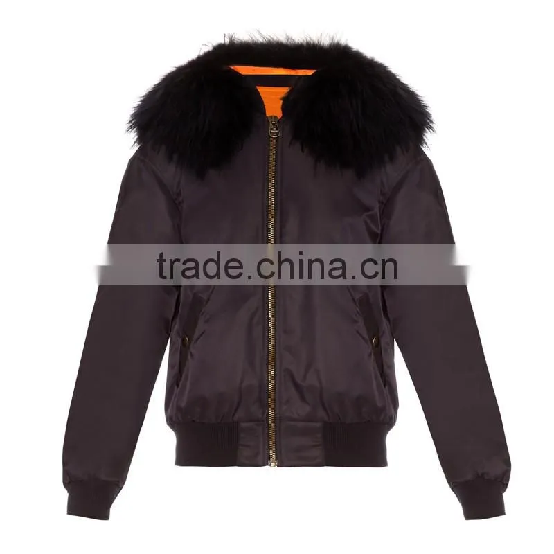 2017 Autumn& Winter Detachable Fur Trim Flight Jacket,Waterproof Custom Fur Bomber Jacktet For Unisex