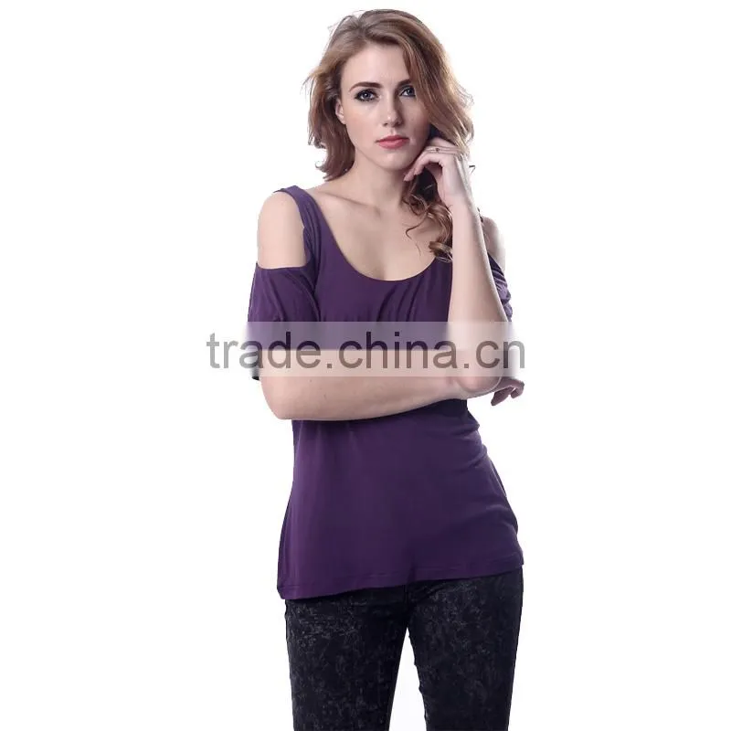 popular casual style large size reveal shoulder lady blouse