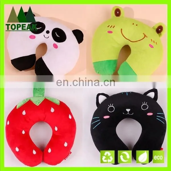 Custom travel U shape plush strawberry neck pillow cute red neck pillow