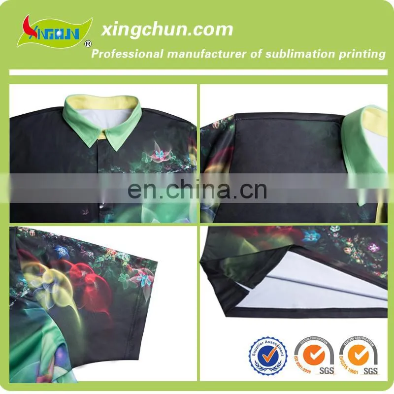Colorful flowers design high quality polyester dye sublimation printing men's polo tees for promotion