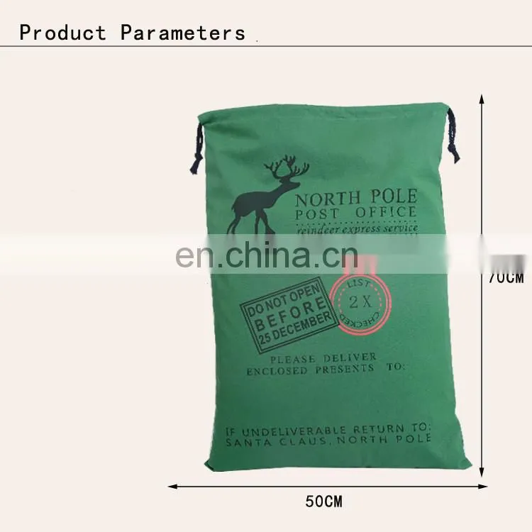 party green cotton canva christmas sacks