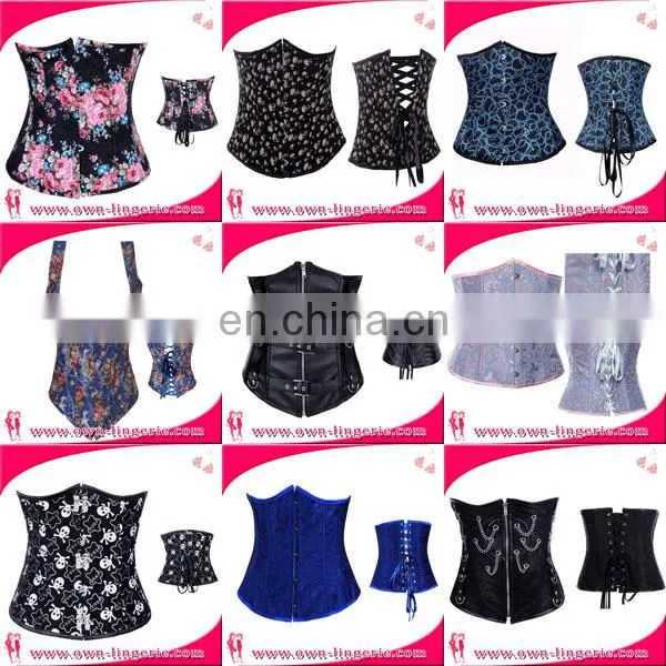 fashion Red plaid sexy overbust corset for woman