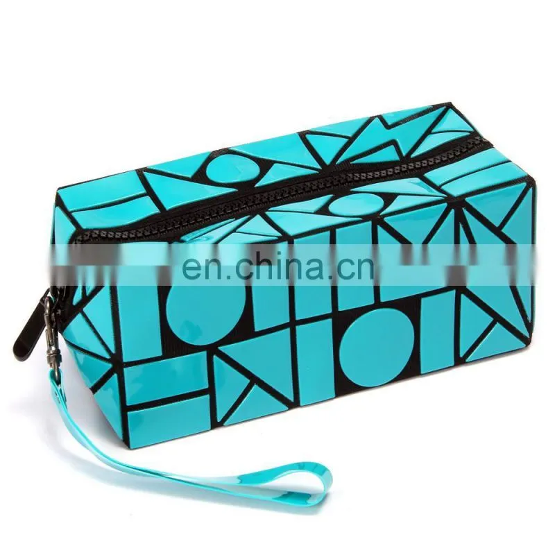 Lattice Sequined Folading Travel Makeup Pouch Bag Cosmetic With Zipper